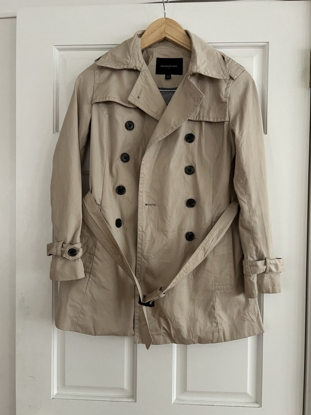Banana Republic Tan Double-Breasted Trench Coat with Belt Women's XS